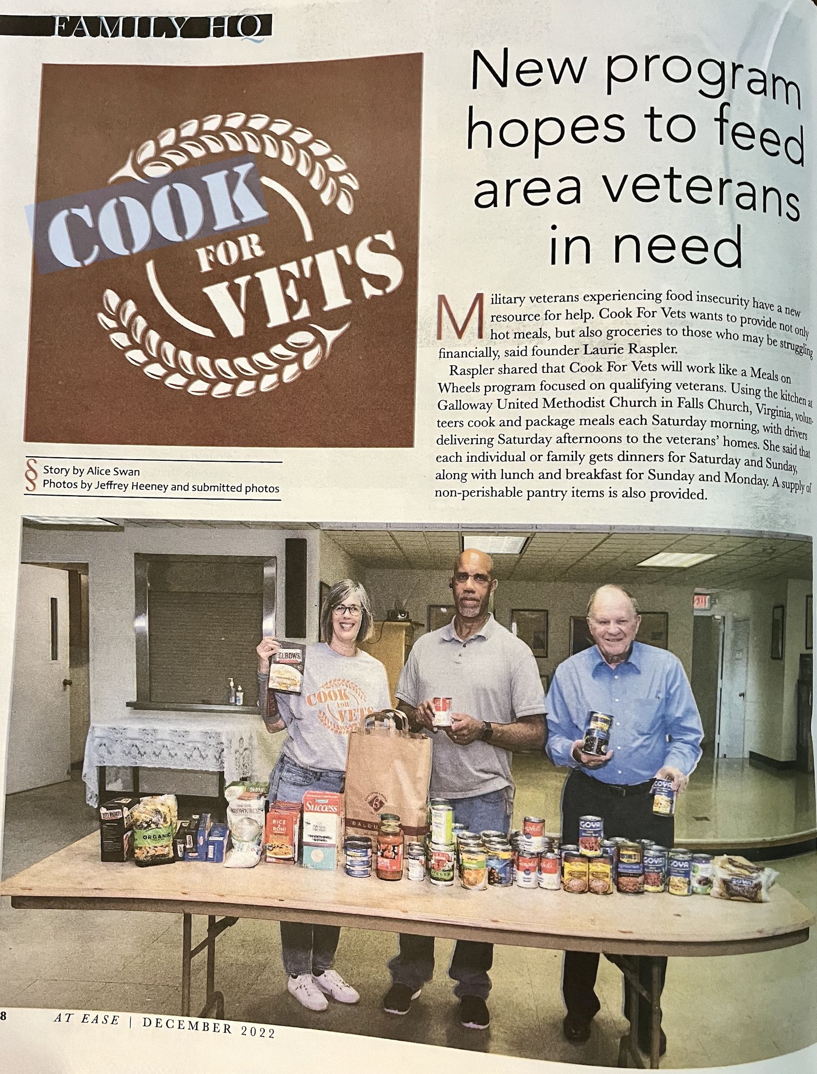 image of the At Ease Magazine Feature article bout Cook For Vets